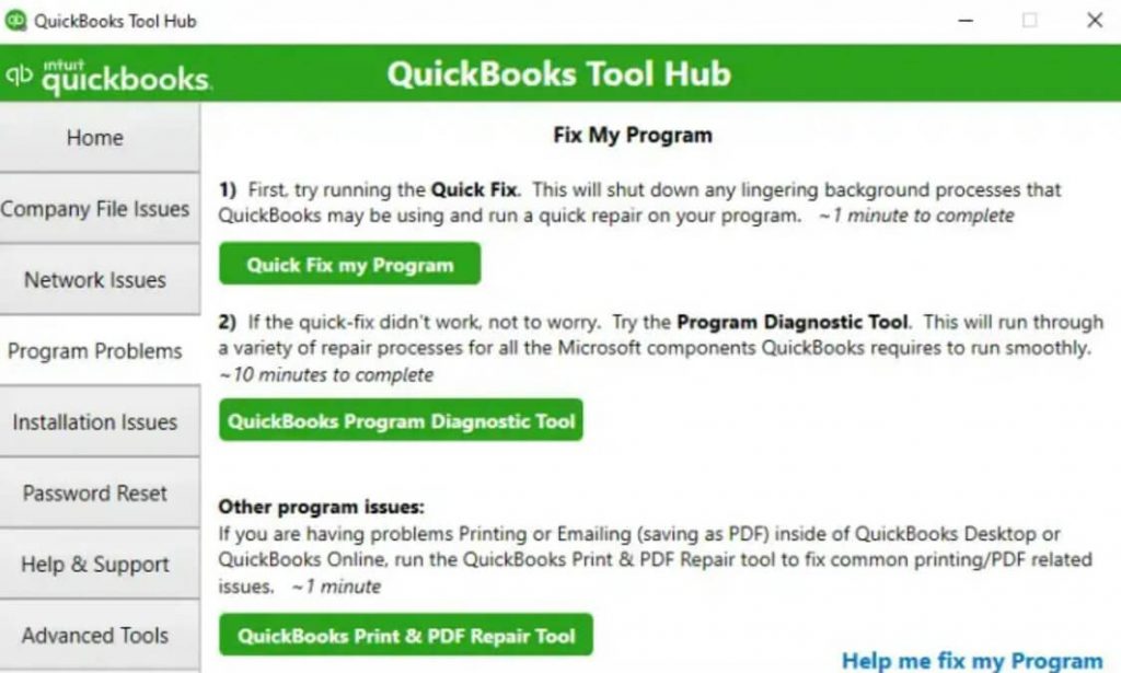 QuickBooks print and PDF repair tool